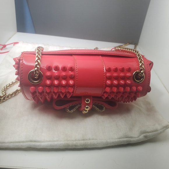 Christian Louboutin pink sweet charity studded chain clutch - Picture 10 of 11